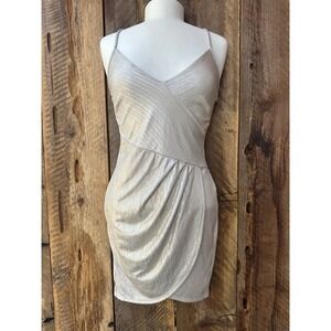 Silver Shimmer Vintage Y2K Womans Size S Disco Rave Mini Dress Star Trek Sleeze